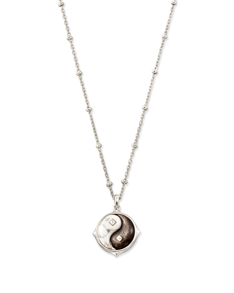 Yin Yang Silver Pendant Necklace in Neutral Mix image number 0